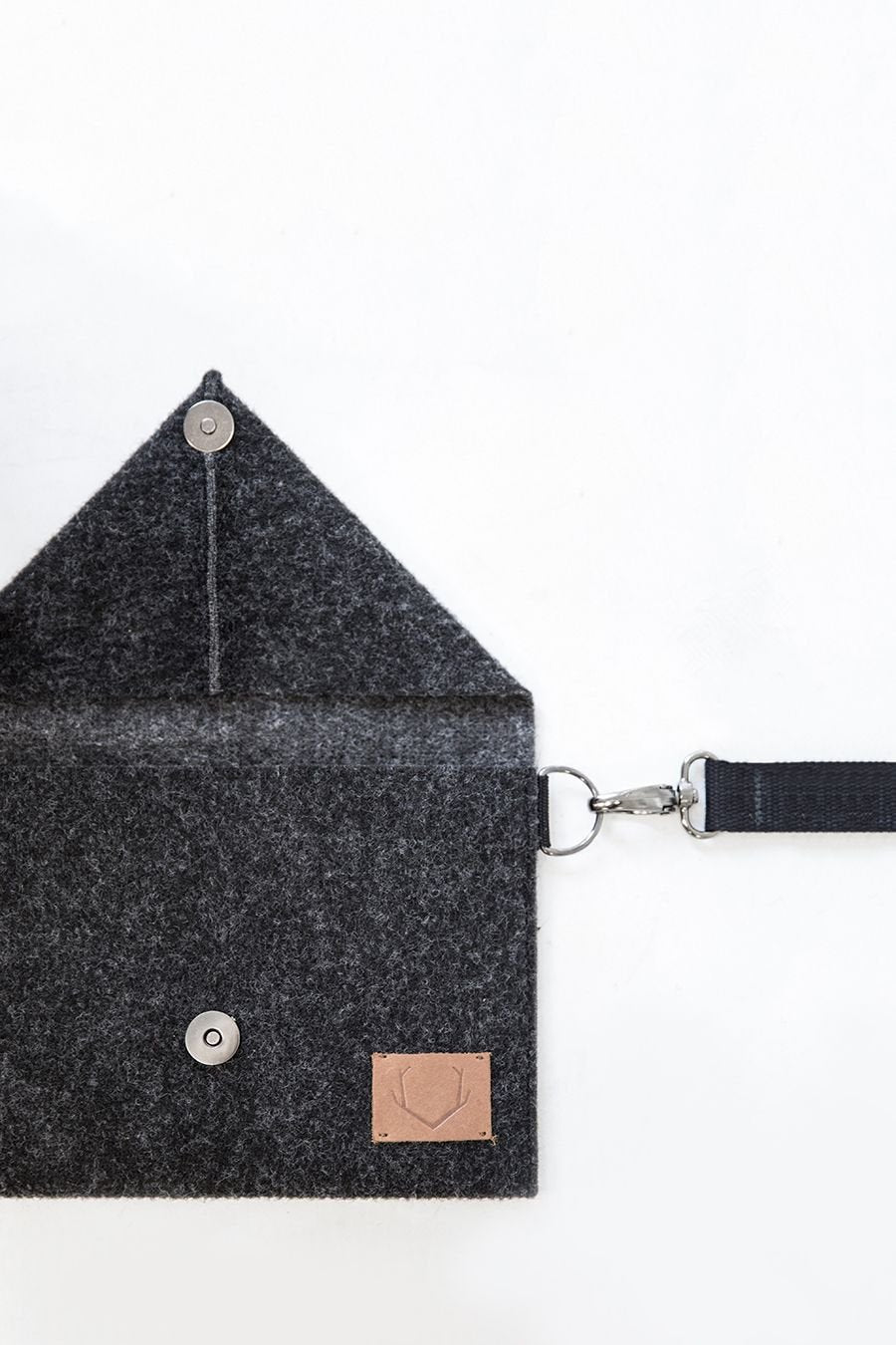 6. Close-up of Skive-mini crossbody bag by Nordhale showing magnetic snap closure and recycled PET felt material