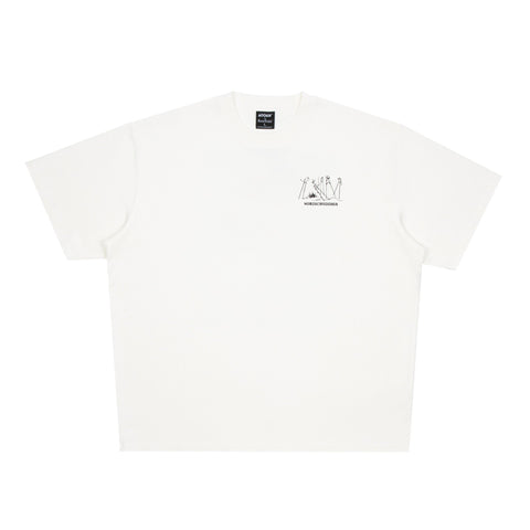 4. Studio shot of unisex white Moomin t-shirt showing front logo design by NordicBuddies