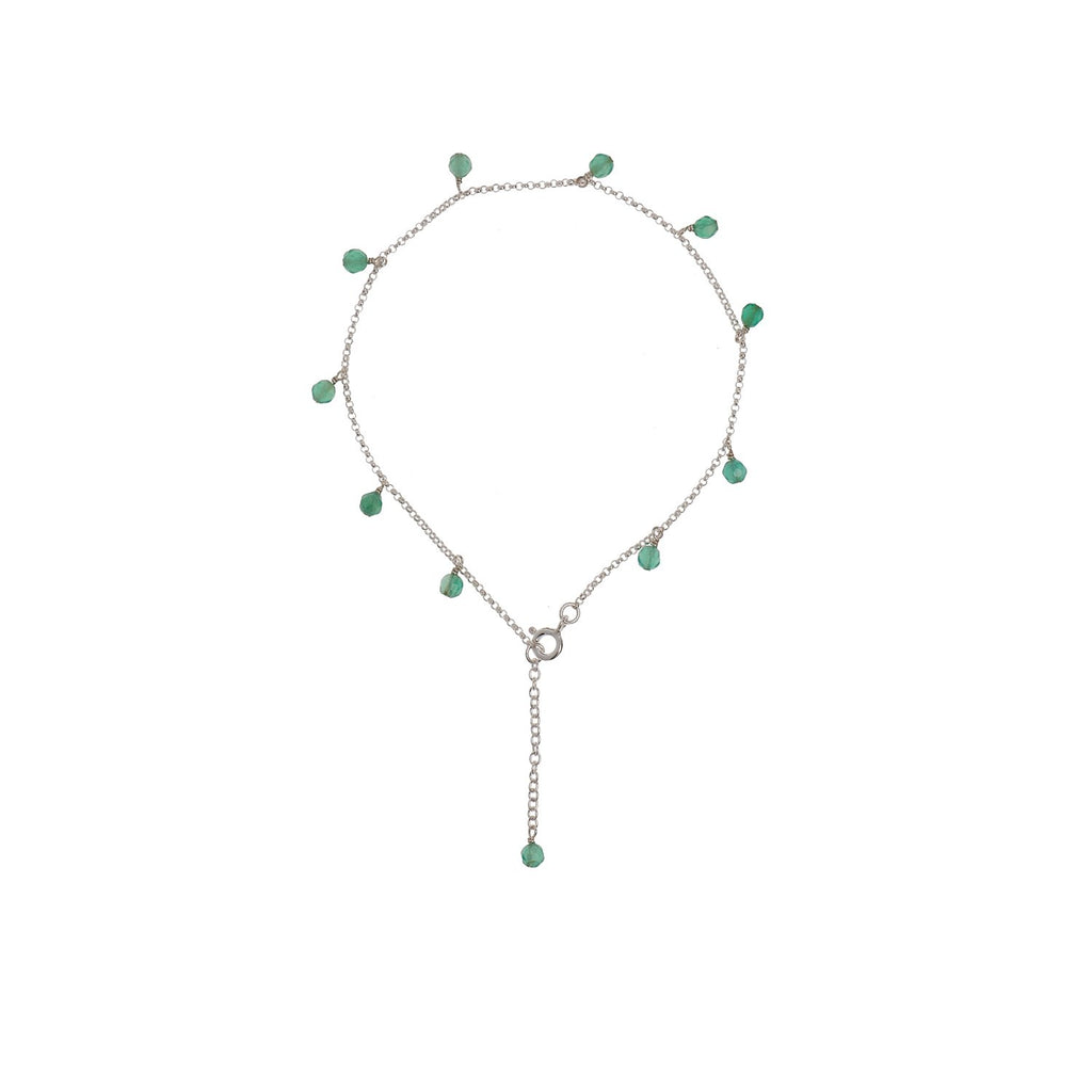 10. Studio image of New Vintage by Kriss Anklet Eat, Pray, Love in silver with turquoise accents