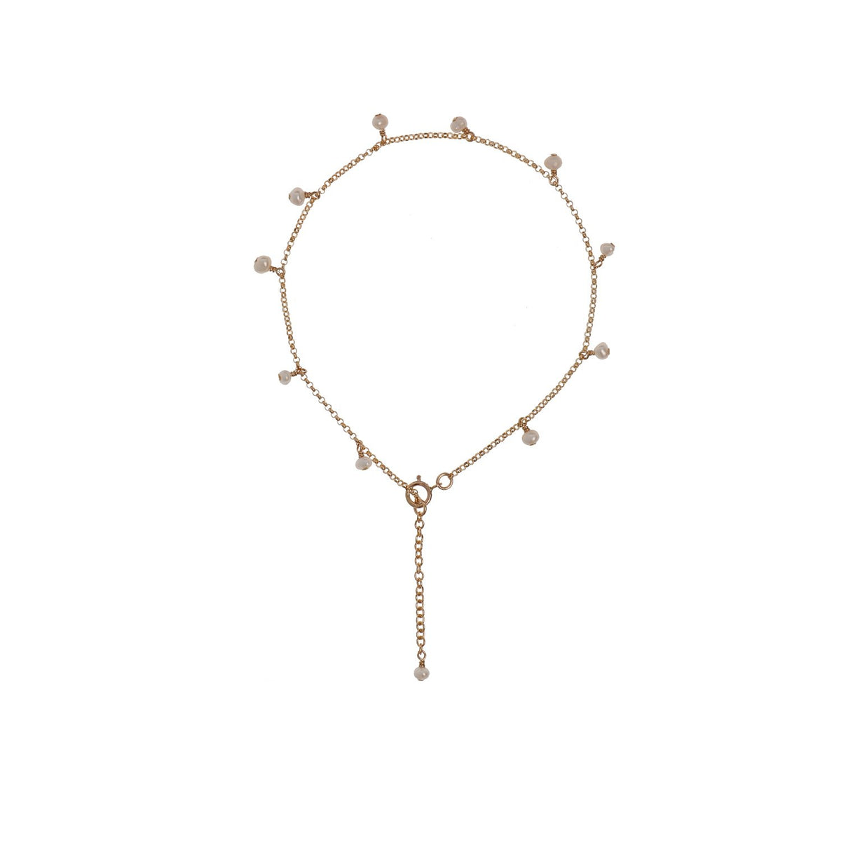 6. Studio image of New Vintage by Kriss Anklet Eat, Pray, Love in gold with rose quartz accents