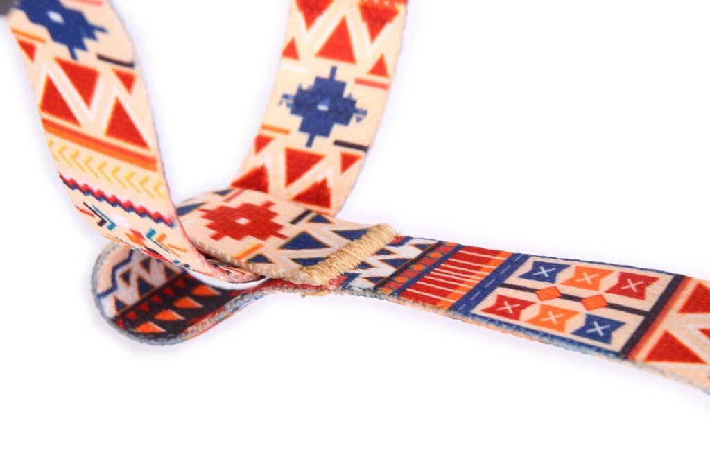 3. Close-up of Matteo nylon dog harness showing boho pattern and stitching detail