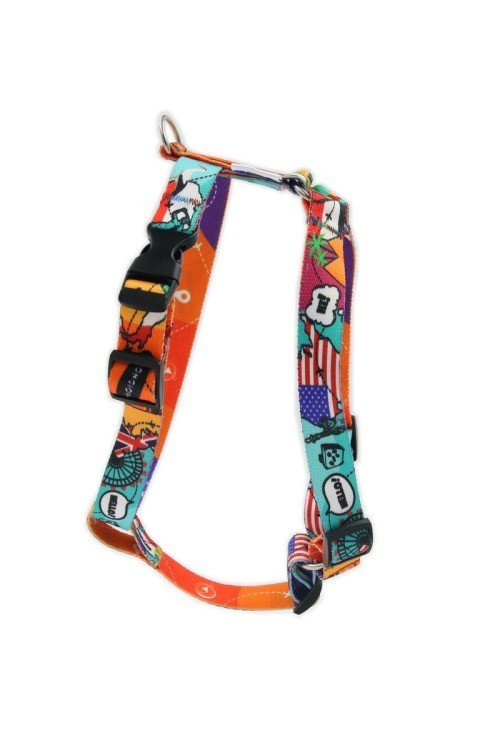 2. Colorful Matteo nylon harness with high-strength plastic adjusters on white background