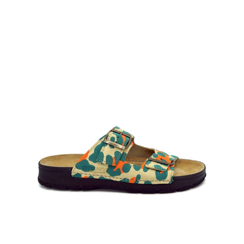 3. Side view of Omaking Meeliku Sandals in multicolor, showing adjustable buckle straps