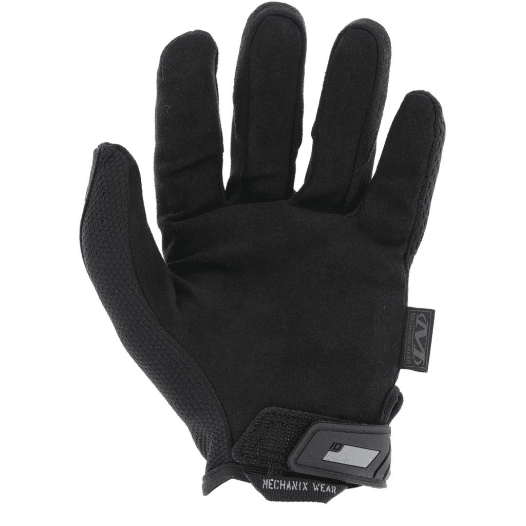 2. Black Mechanix glove showing palm side with synthetic leather and Velcro closure