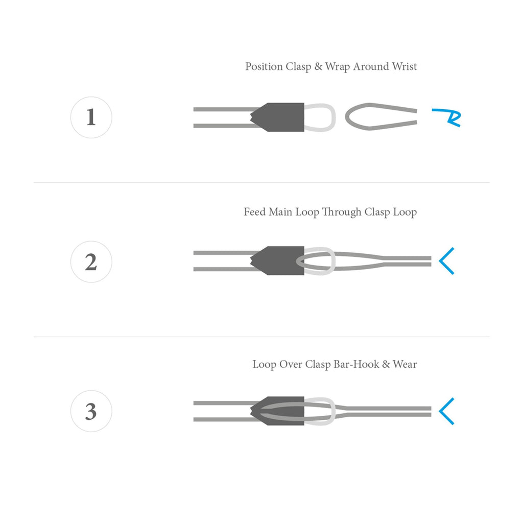 5. Size chart showing how to wear the Padstow silver and braided leather bracelet