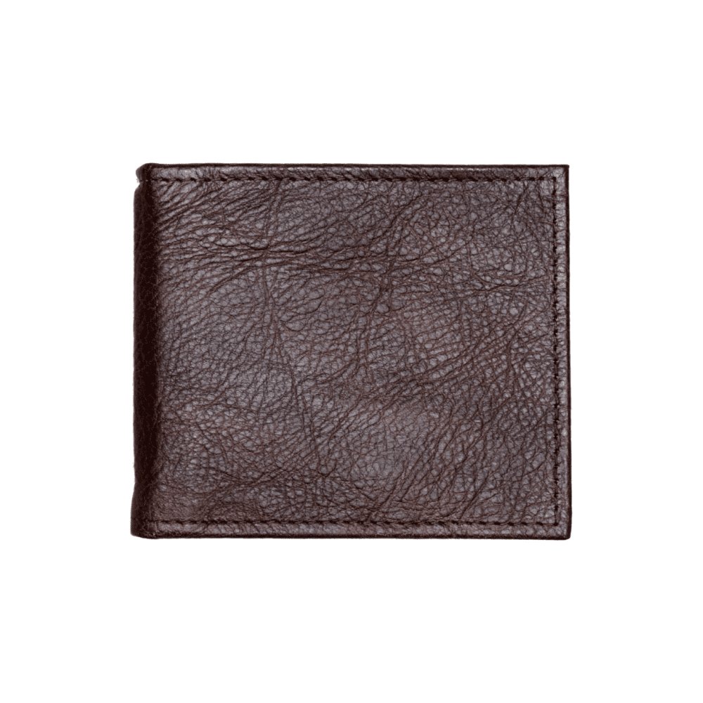 3. Front view of Papillon Wallet No. 33 in dark brown leather, highlighting textured finish