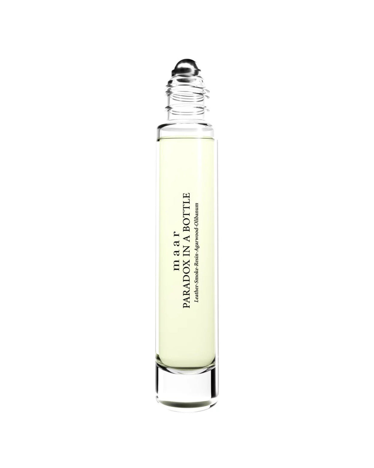 2. maar Paradox In A Bottle perfume oil with open roll-on applicator, 10ml, studio shot