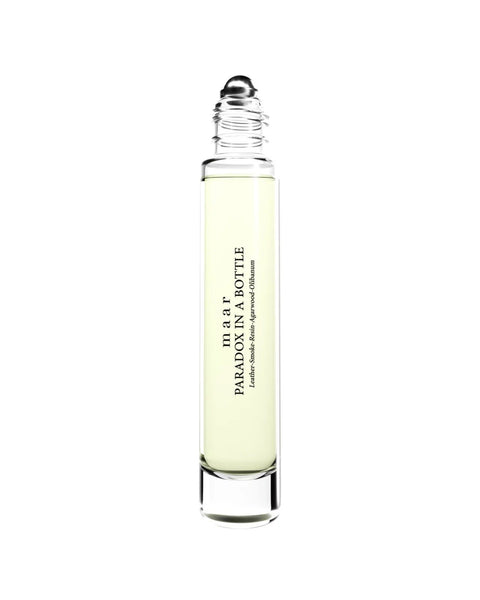 2. maar Paradox In A Bottle perfume oil with open roll-on applicator, 10ml, studio shot