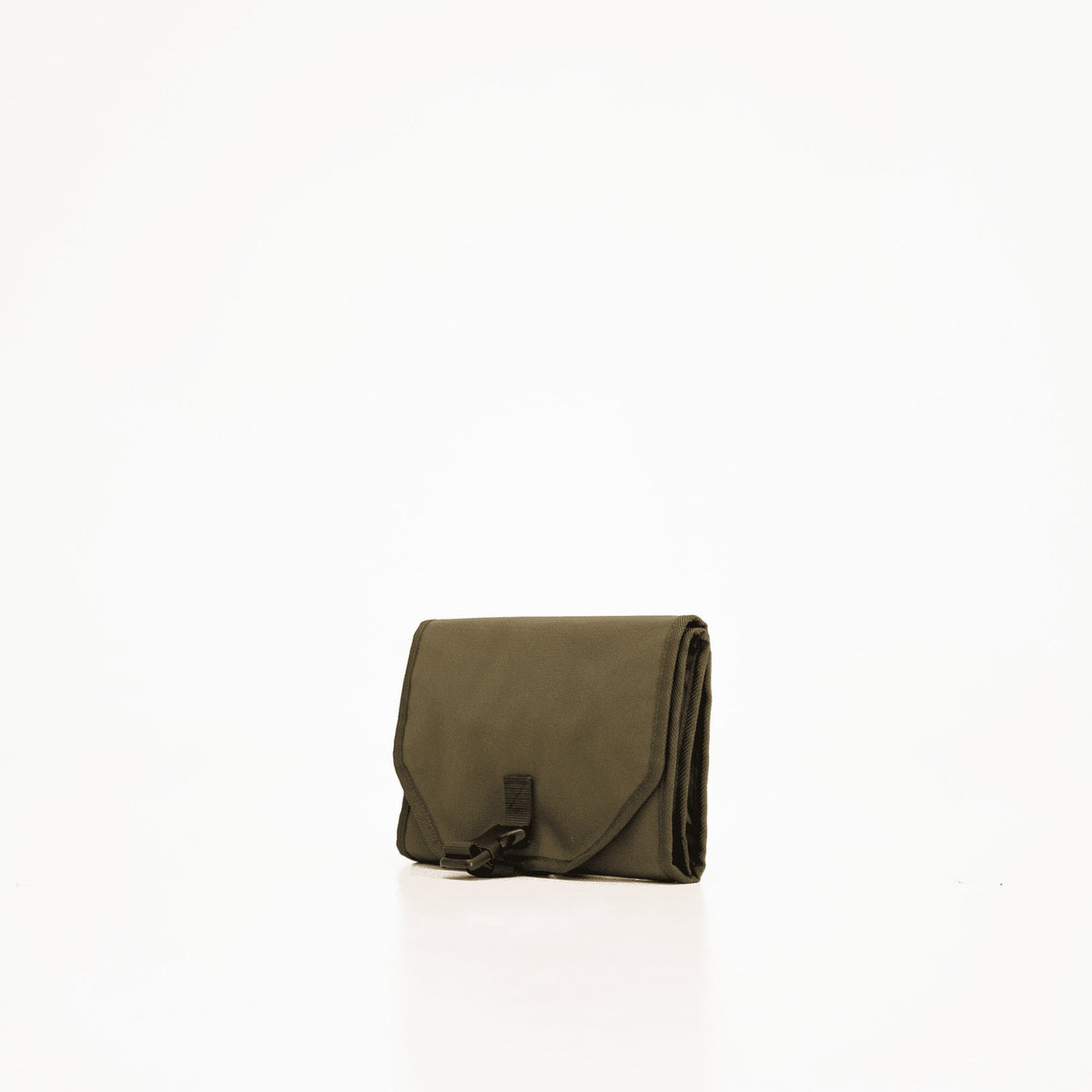 2. Studio shot of Galvi Linda multifunctional wash bag 121-03 in olive green, folded and closed
