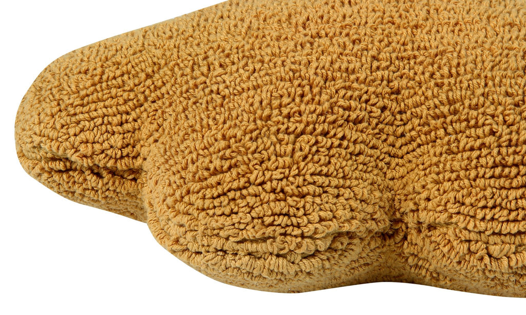 7. Close-up of mustard cloud pillow texture highlighting cotton material