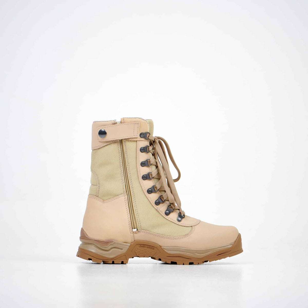 3. Samelin 598 Desert Boots 2.0 Zipper in beige, side view highlighting zipper and lace-up design