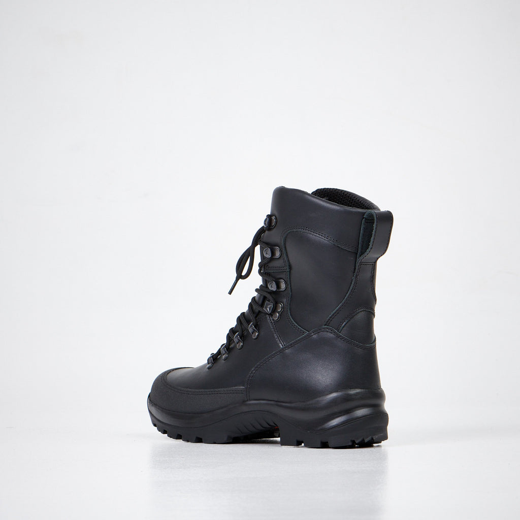 2. Side view of Samelin Waterproof Combat Boots 734 in black, highlighting stainless steel eyelets and hooks