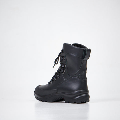 2. Side view of Samelin Waterproof Combat Boots 734 in black, highlighting stainless steel eyelets and hooks