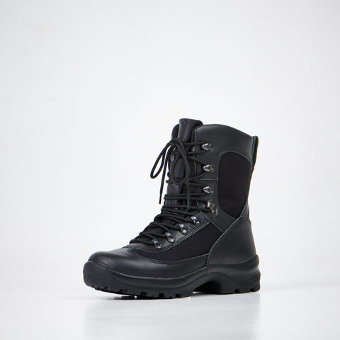 2. Side view of Samelin Waterproof Combat Boots 732 in black, highlighting stainless steel eyelets and hooks