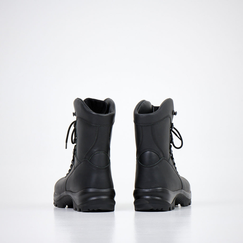 1. Back view of Samelin Military Boots 739 in black, showcasing waterproof leather and dual-layer outsole