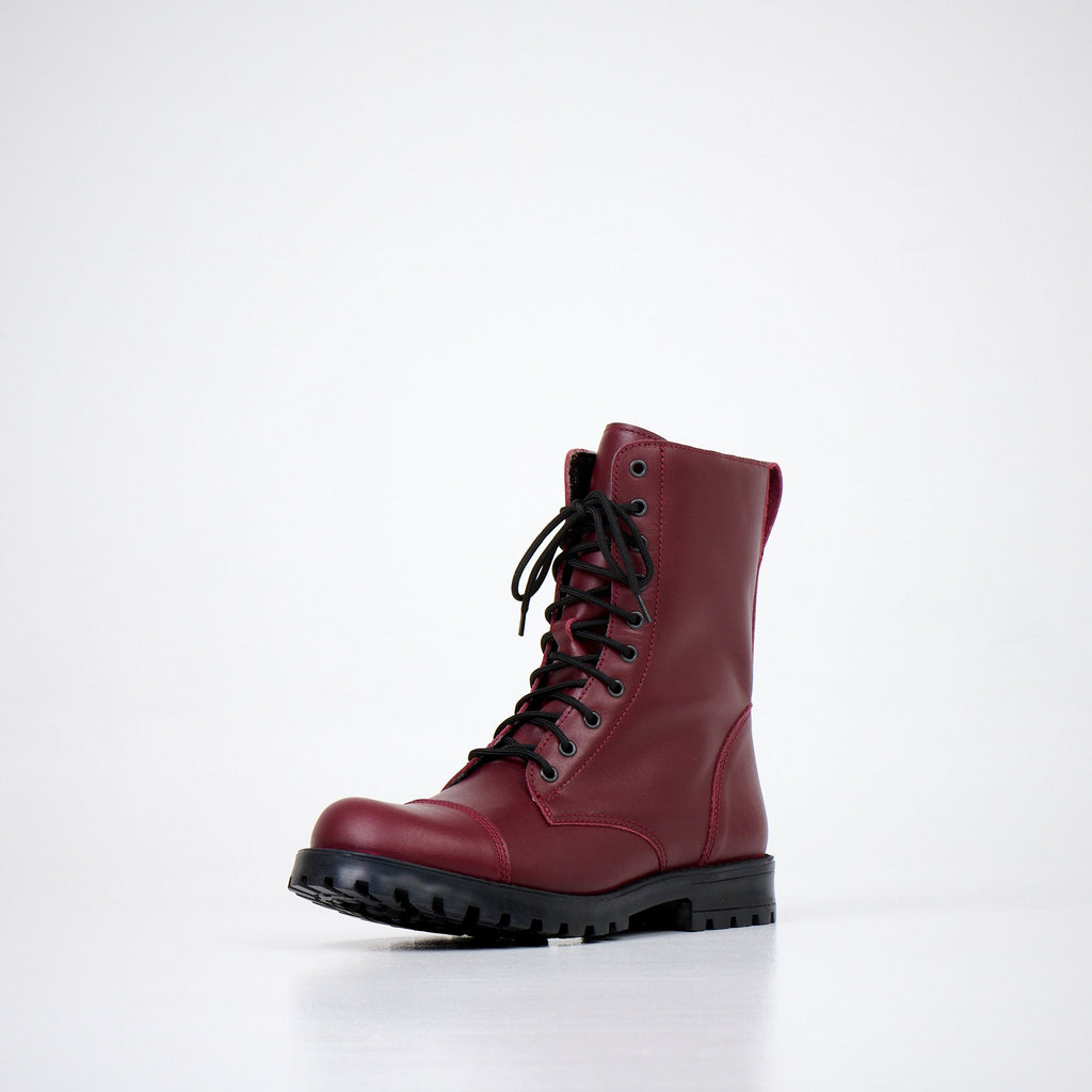 3. Samelin 511 Burgundy boot in genuine leather, front angled view highlighting toe cap