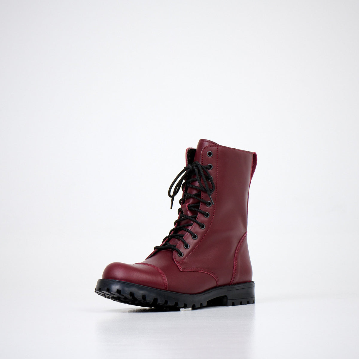 3. Samelin 511 Burgundy boot in genuine leather, front angled view highlighting toe cap