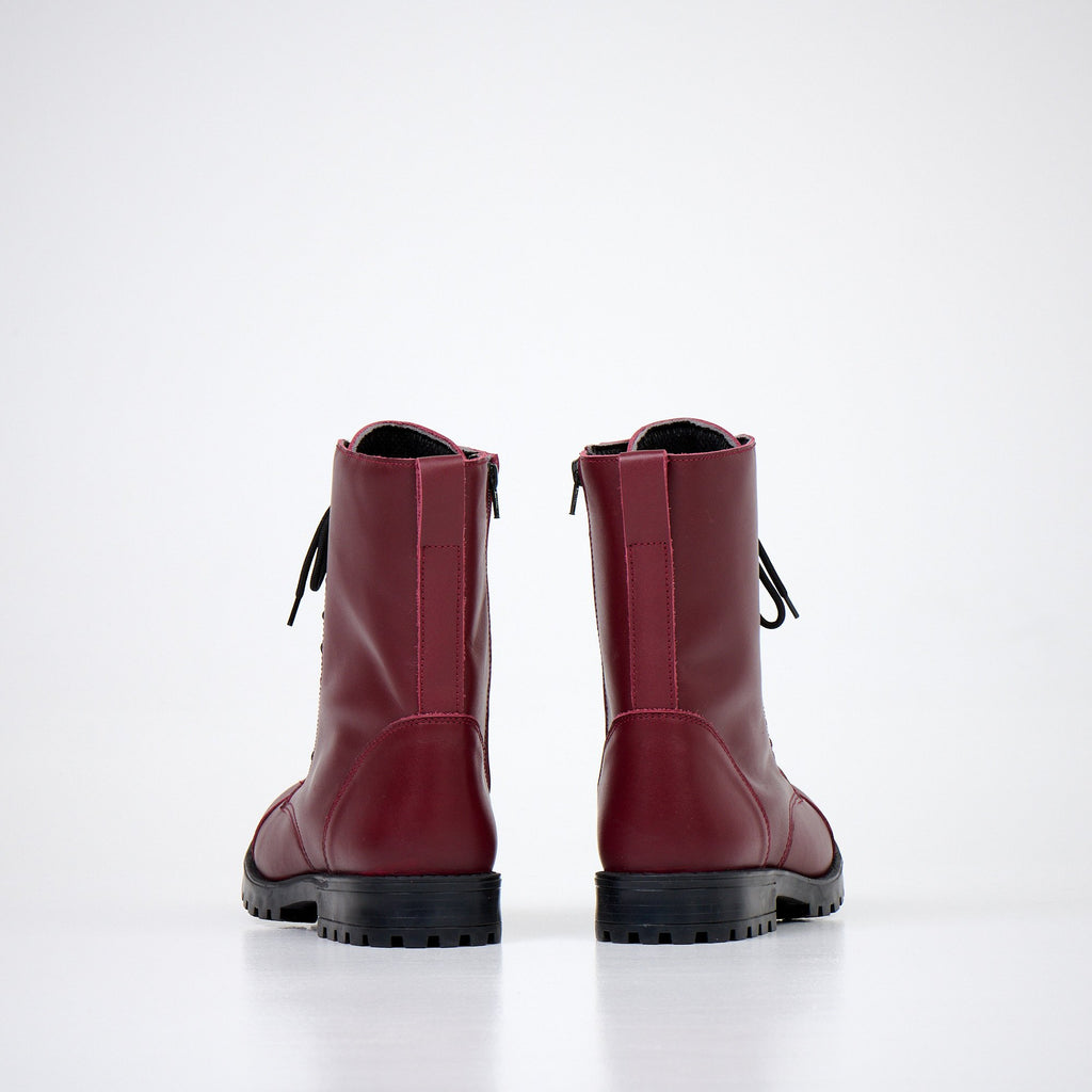 5. Samelin 511 Burgundy boots in genuine leather, rear view showing both boots