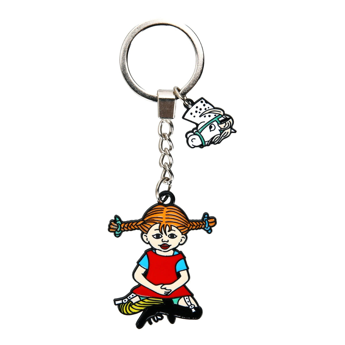 1. Pippi Longstock Metal Key Ring featuring Pippi Sitting design by Moomin NordicBuddies, double-sided metal accessory
