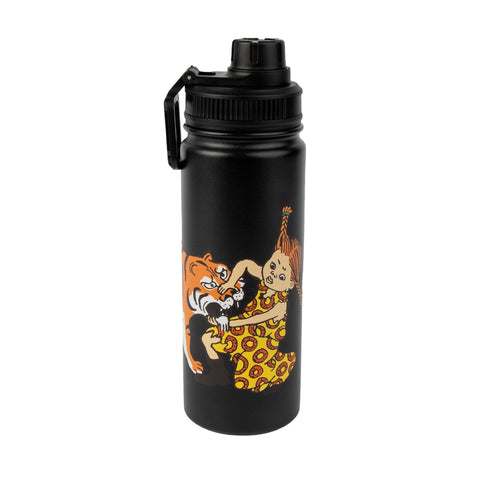 1. Black Pippi Thermal Everyday Bottle by Moomin featuring Pippi Longstocking design, shown in studio