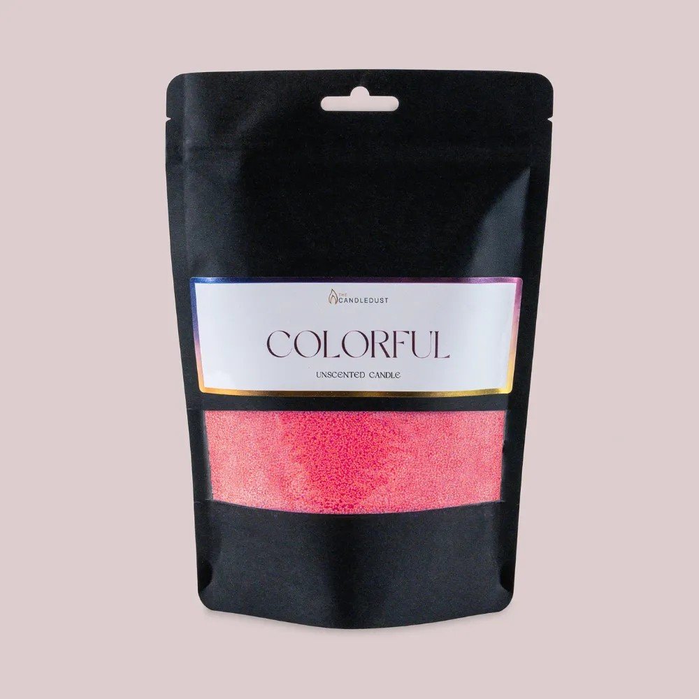 2. Candledust Blush Vintage powdered candle refill kit in black packaging with colorful label, unscented, 330g