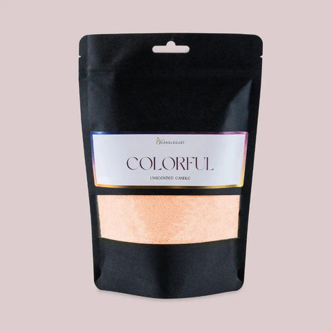 2. Candledust powdered candle refill kit in creamy peach color with black packaging and colorful label on light background