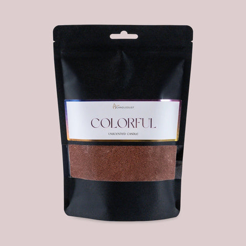 1. Candledust unscented pecan powdered candle refill kit in black packaging with colorful label on light background