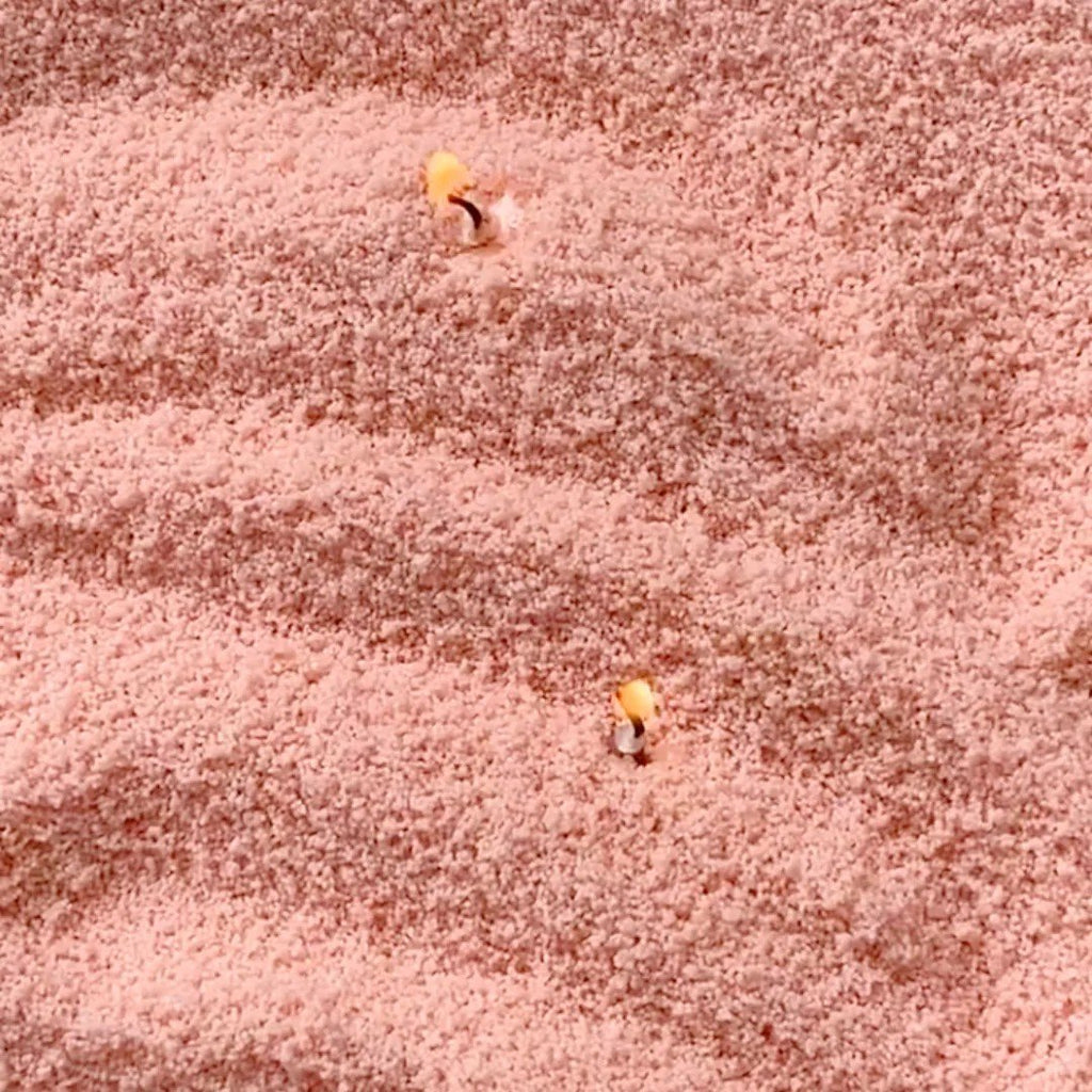 3. Close-up of unscented peach candle sand with visible wicks, highlighting texture and color