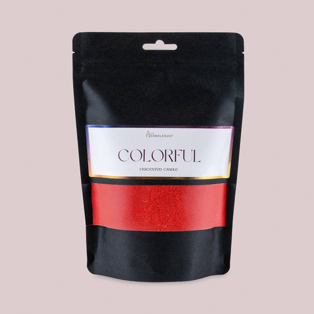 2. Candledust powdered candle refill kit in unscented red, 330g, in black packaging with colorful label on light background