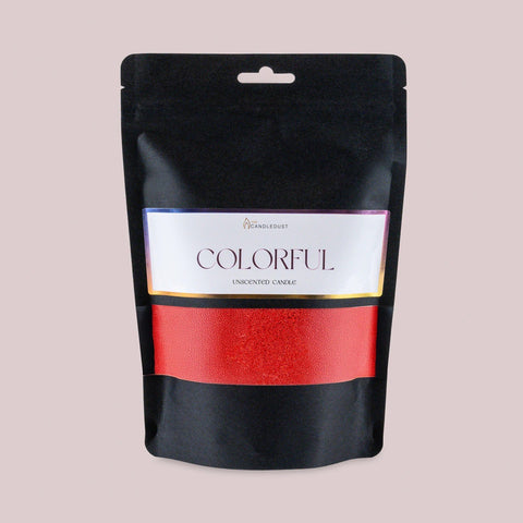 2. Candledust powdered candle refill kit in unscented red, 330g, in black packaging with colorful label on light background