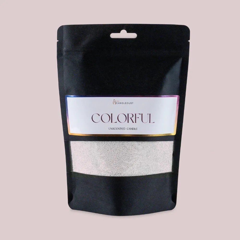 2. Candledust powdered candle refill kit in unscented silver, packaged in a black pouch with colorful label, shown on a light background