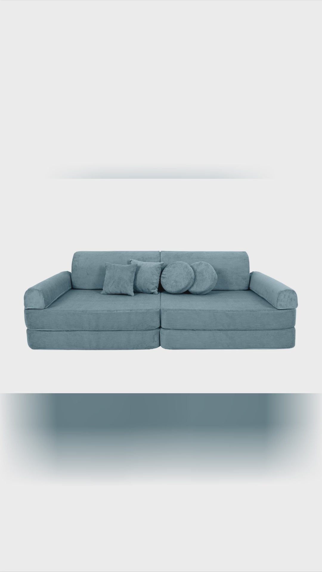 🛋️ Imagine the possibilities... This turquoise corduroy wonder isn't just any PlaySofa. Let's explore creativity with its sleek, modular design—perfect for building forts, lounging like a pro, or diving into a fairy tale. Your child's dream corner awaits. Soft-touch, non-toxic materials ensure safety and comfort. Ready for a playroom makeover? Check the link in bio. Ideal for little architects aged 2 and up. 🇪🇺 Crafted with care in Poland. MeowBaby KidsCorner