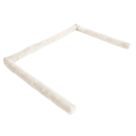 2. Ecru protective roll bumper for baby crib in a square layout, showcasing soft corduroy fabric and minimalist design