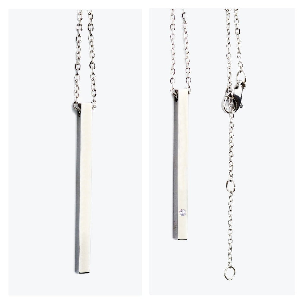 1. Olla silver necklace with pendant, showcasing sleek design and high-tech polish, studio shot
