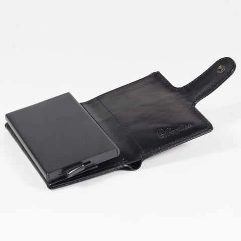 4. Open Papillon Leather Wallet 40-25 in black, featuring RFID/NFC blocking card holder and interior compartments