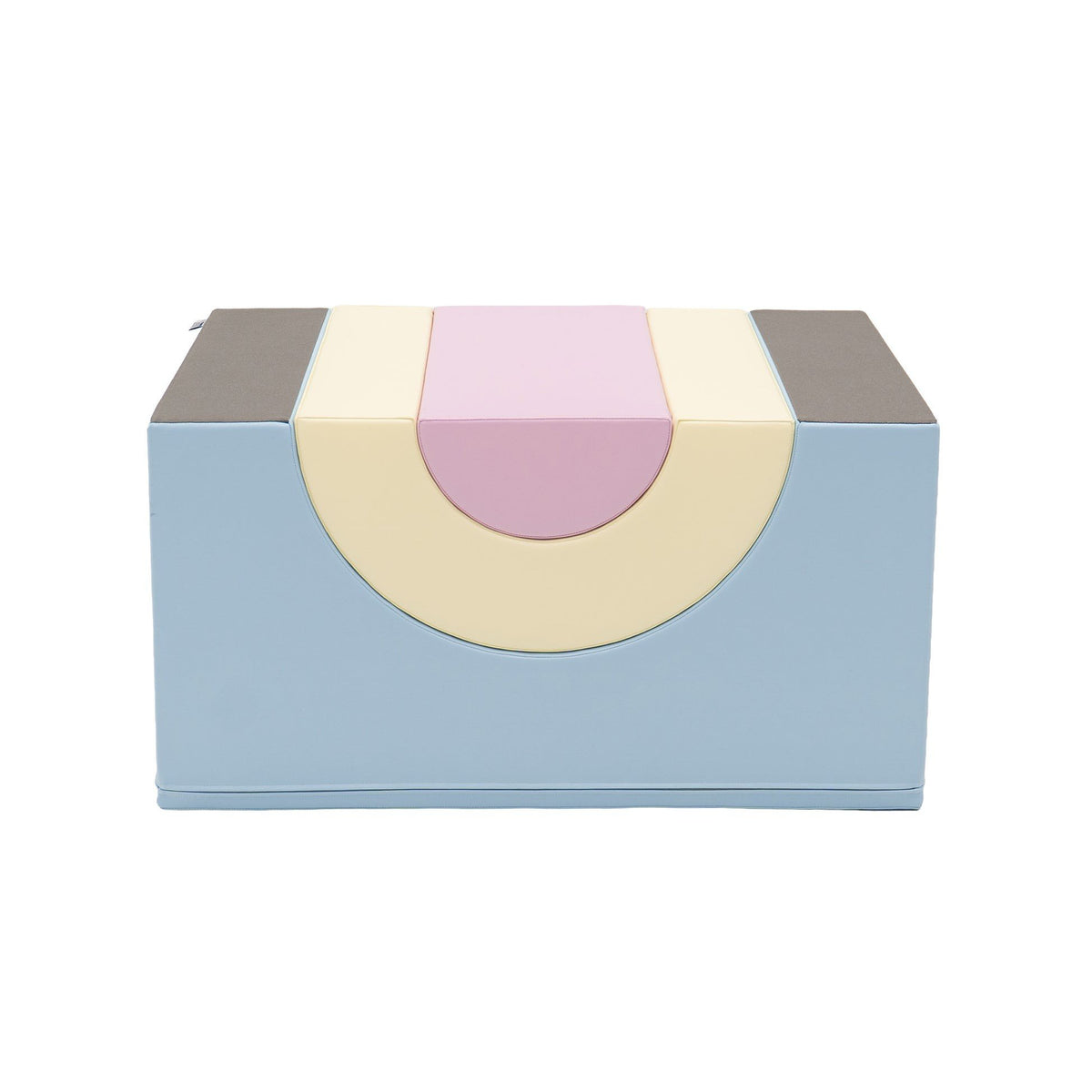 8. Top view of light pastel soft play set with rainbow design on blue eco-leather cover