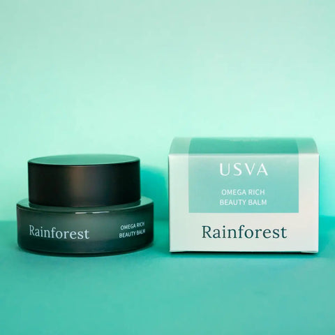 4. Usva Cosmetics Rainforest Omega Rich Beauty Balm with box, showcasing product and packaging design