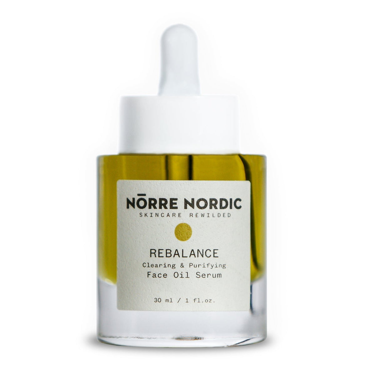 4. Studio shot of Nörre Nordic REBALANCE Face Oil Serum bottle, 30 ml