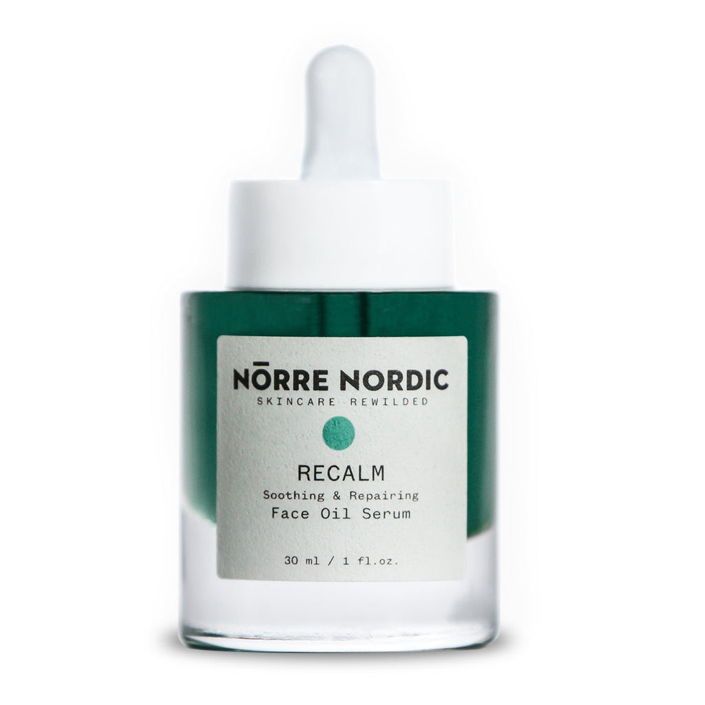 5. Studio shot of Nörre Nordic RECALM Soothing & Repairing Face Oil Serum bottle