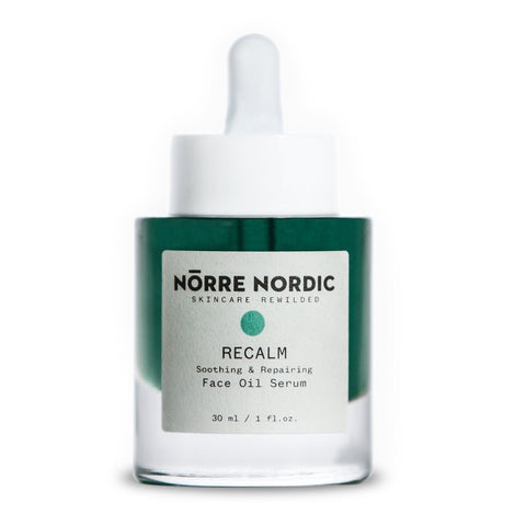 5. Studio shot of Nörre Nordic RECALM Soothing & Repairing Face Oil Serum bottle