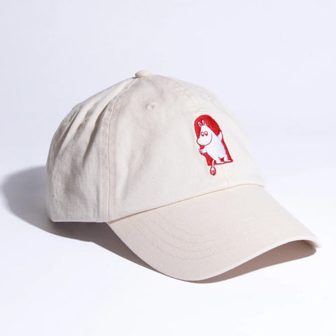 1. Moomin by NordicBuddies Red Cross Adult Cap in white, featuring embroidered Moomin character, studio shot
