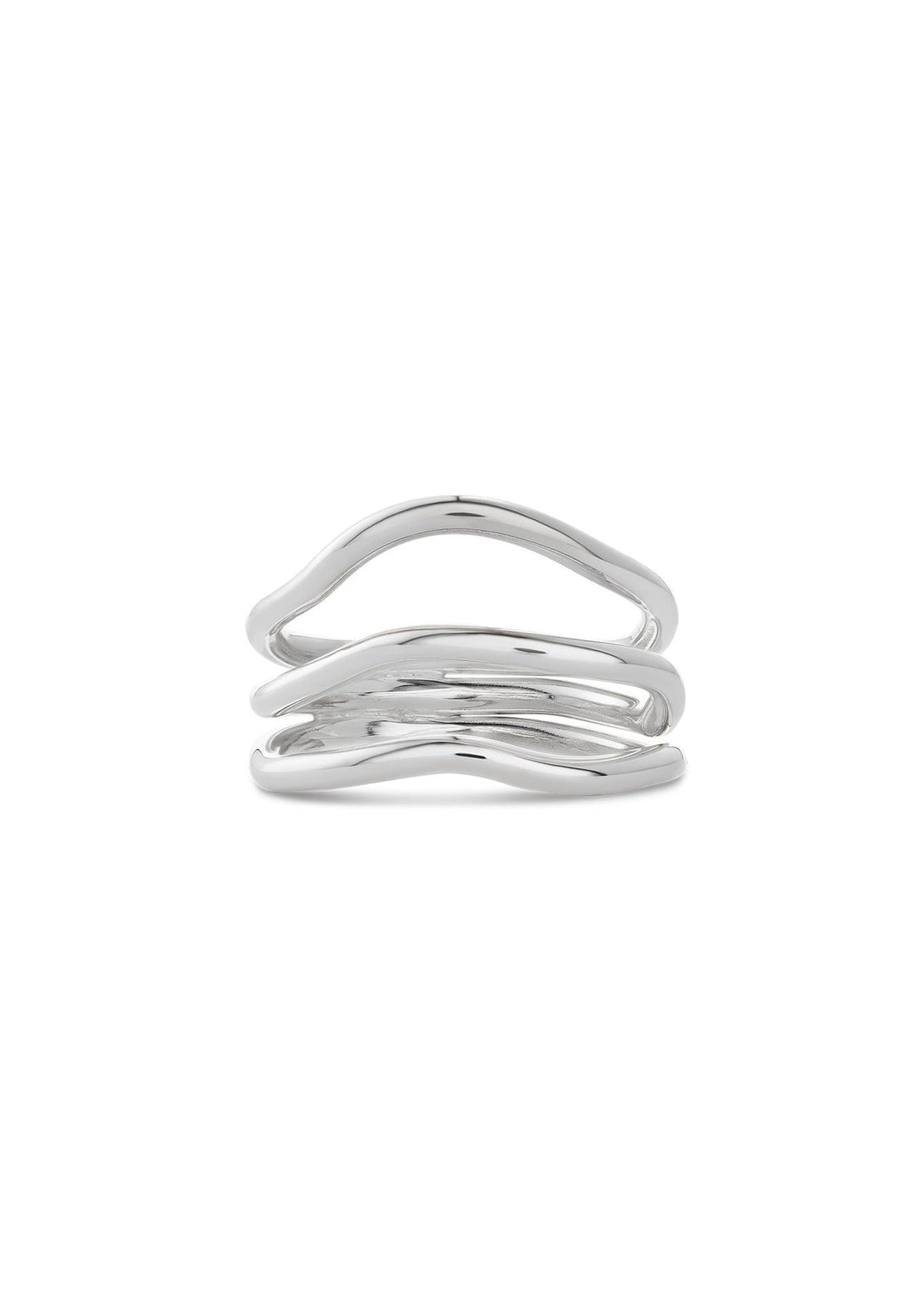 5. Studio shot of NO MORE Reef Break Wave Ring in sterling silver, highlighting unique wave design