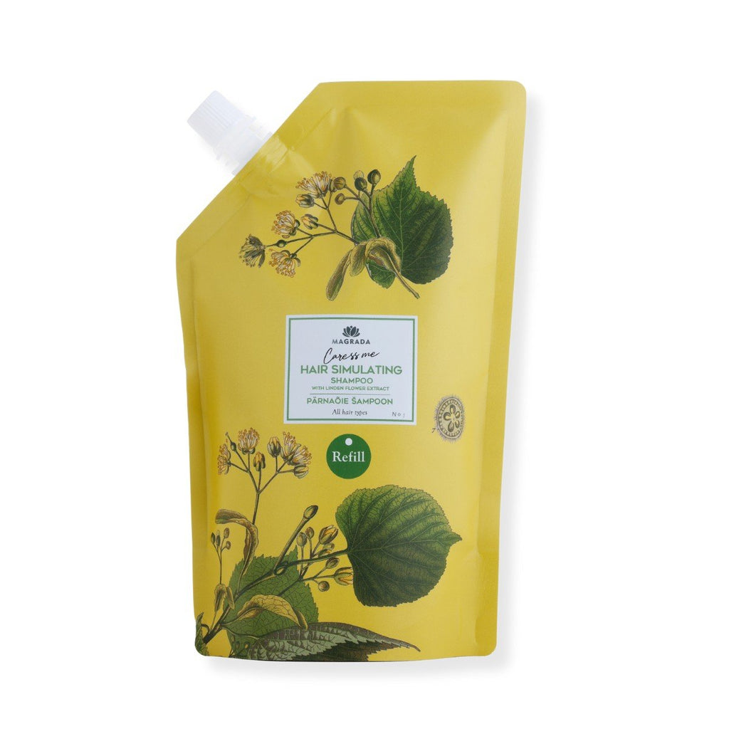 6. Studio image of Magrada Organic Cosmetics Linden Flower Shampoo refill pack with Nordic Birch Extract, 500ml