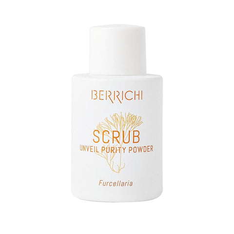 2. Studio image of Berrichi Reveal Purity Powder SCRUB, 12g, showing product packaging with Furcellaria illustration