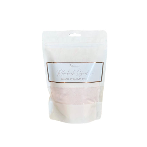 1. Candledust Rhubarb Sparkle powdered candle refill kit in eco-friendly packaging