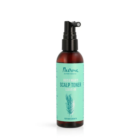 2. Nurme rosemary scalp toner leave-in bottle with turquoise label on white background