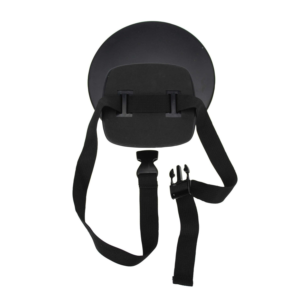 3. Back view of Ezimoov mirror with cross straps for headrest attachment