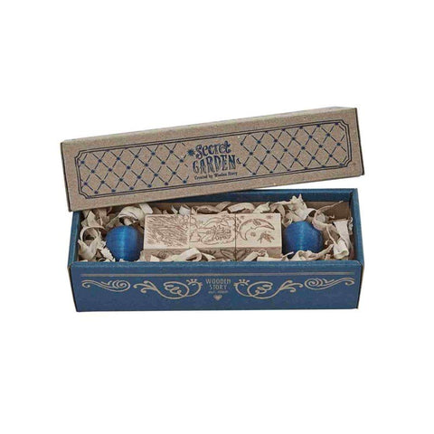 3. Open Secret Garden puzzle box with blue ends and decorative packaging