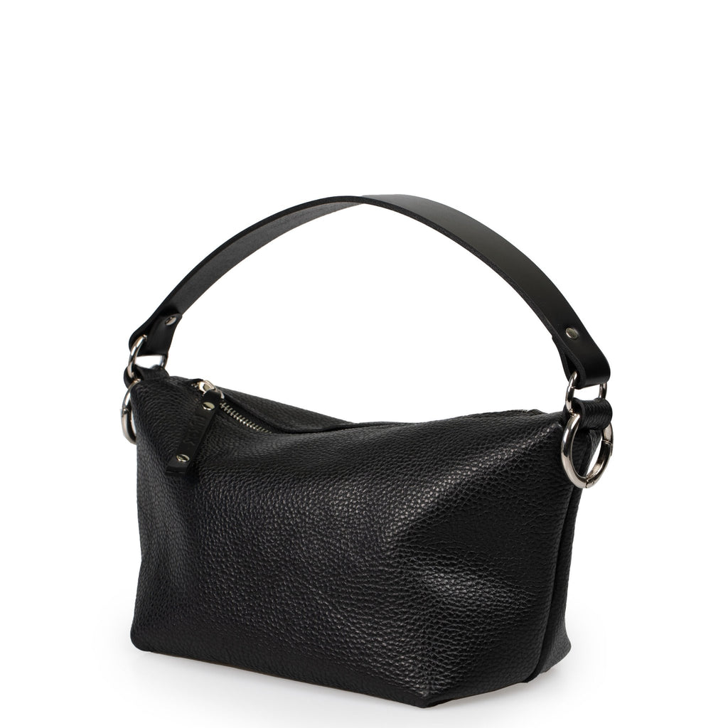 6. Studio image of PYKOK Soft Leather Baguette Handbag Selena with leather handle