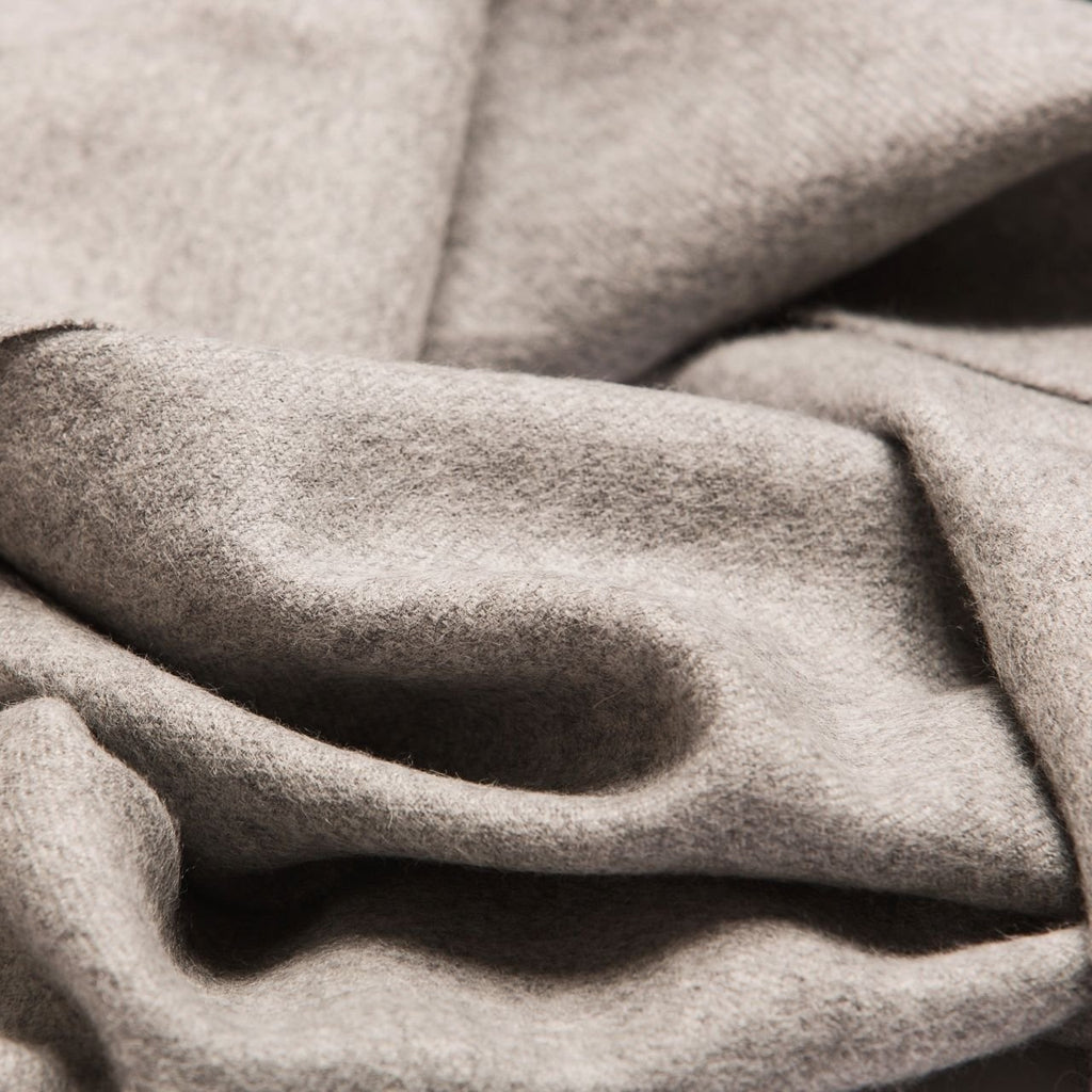 13. Close-up of Alpaka natural baby alpaca fabric in grey, showing texture and softness